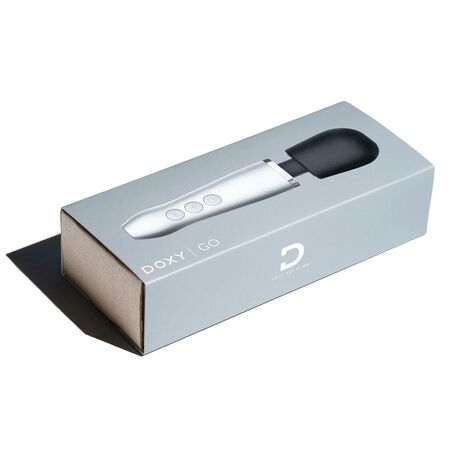 Серебристо-черный вибратор Doxy Go - 16,2 см.